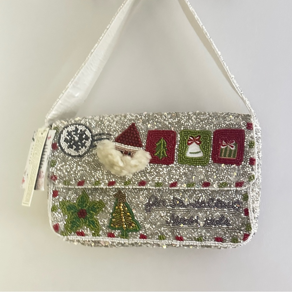 Viral TJ Maxx Christmas Santa Beaded Shoulder Bag NWT Holiday Gift Made in India